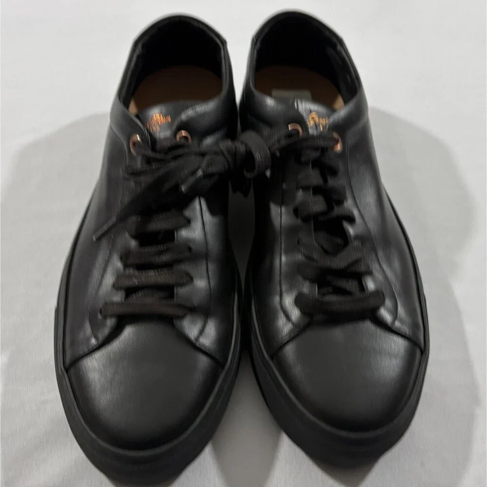 Good Man Edge Lo Top Sneaker Black Nappa Leather Mono Italy Mens Shoes Sz 7